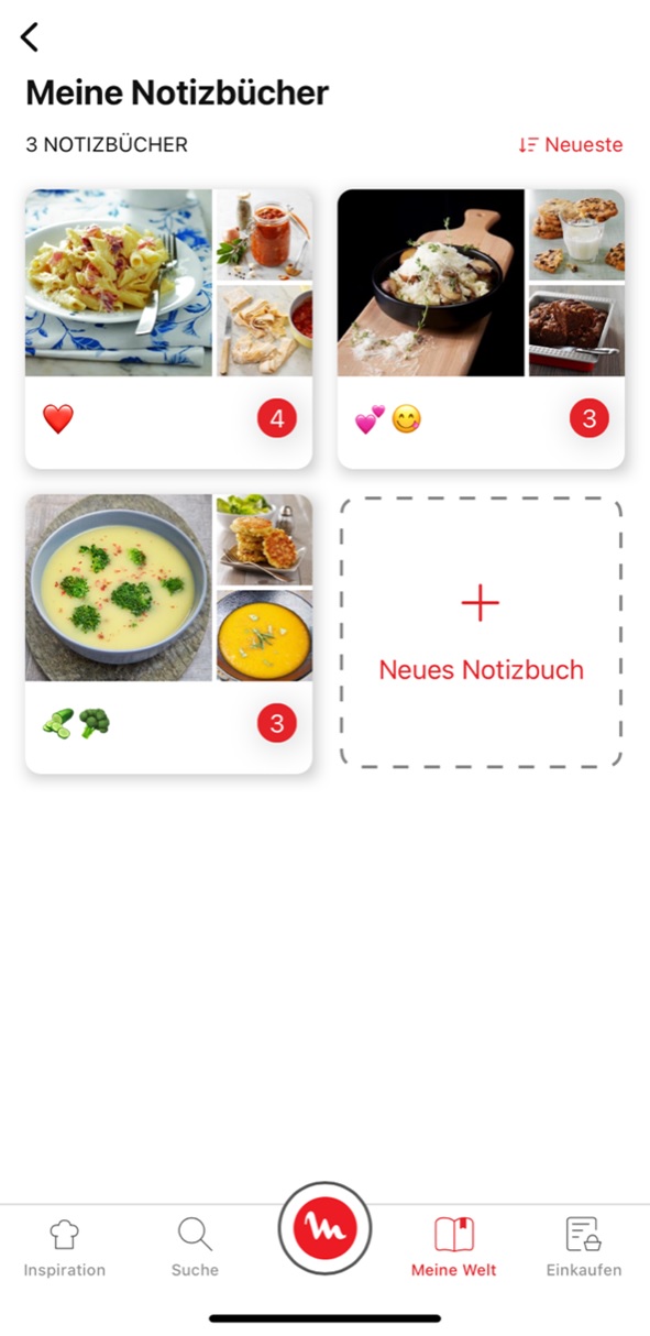 recipes booklets page in the Cookeo app